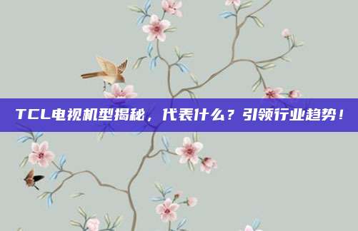 TCL电视机型揭秘，代表什么？引领行业趋势！