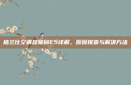 格兰仕空调故障码E5详解，原因排查与解决方法