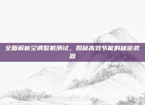 全面解析空调整机测试，揭秘高效节能的秘密武器