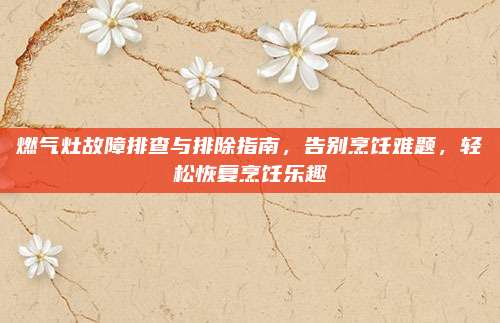 燃气灶故障排查与排除指南，告别烹饪难题，轻松恢复烹饪乐趣