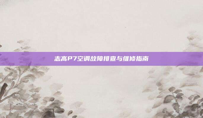 志高P7空调故障排查与维修指南
