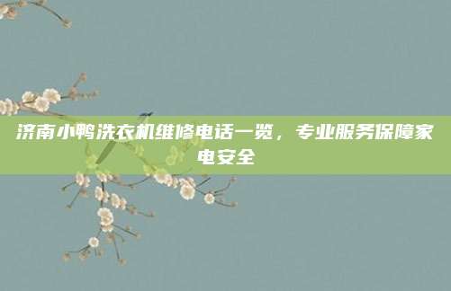 济南小鸭洗衣机维修电话一览，专业服务保障家电安全