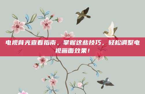 电视背光查看指南，掌握这些技巧，轻松调整电视画面效果！
