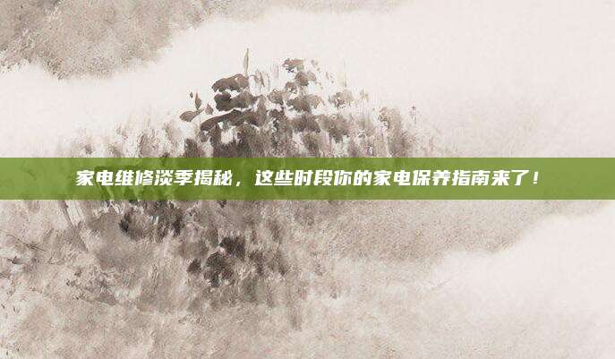 家电维修淡季揭秘，这些时段你的家电保养指南来了！