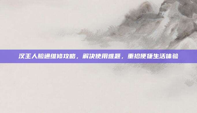 汉王人脸通维修攻略,解决使用难题,重拾便捷生活体验