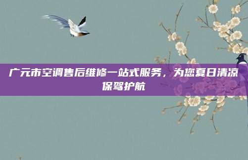 广元市空调售后维修一站式服务，为您夏日清凉保驾护航