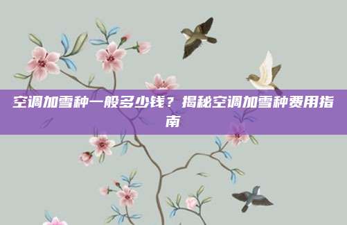 空调加雪种一般多少钱？揭秘空调加雪种费用指南
