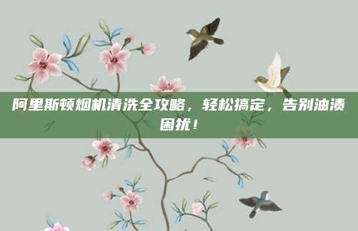 阿里斯顿烟机清洗全攻略，轻松搞定，告别油渍困扰！