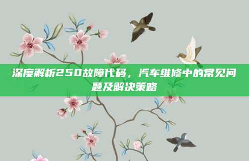 深度解析250故障代码，汽车维修中的常见问题及解决策略