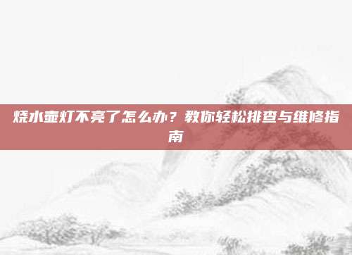 烧水壶灯不亮了怎么办？教你轻松排查与维修指南