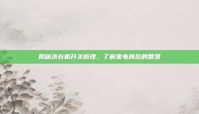 揭秘洗衣机开关原理，了解家电背后的智慧