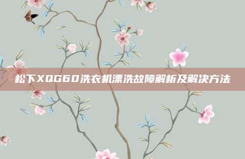 松下XQG60洗衣机漂洗故障解析及解决方法