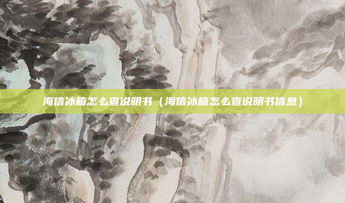 海信冰箱怎么查说明书（海信冰箱怎么查说明书信息）