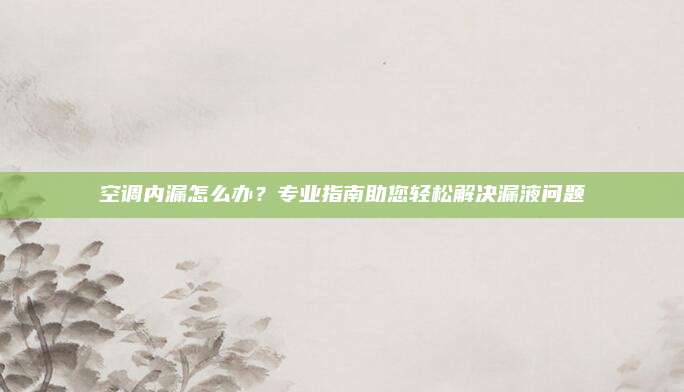 空调内漏怎么办？专业指南助您轻松解决漏液问题