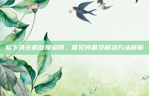 松下洗衣机故障说明,常见问题及解决方法解析
