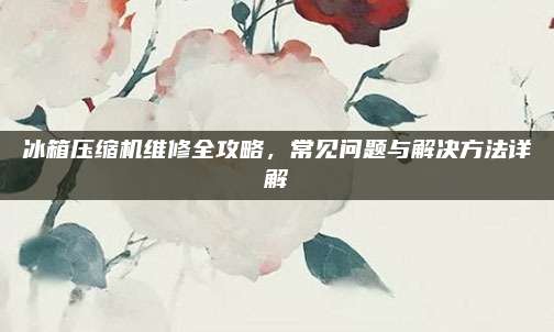 冰箱压缩机维修全攻略,常见问题与解决方法详解