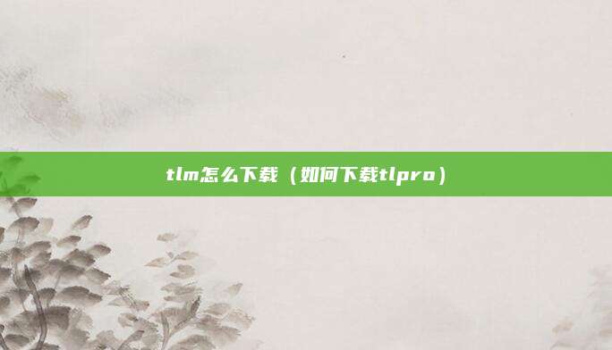 tlm怎么下载（如何下载tlpro）