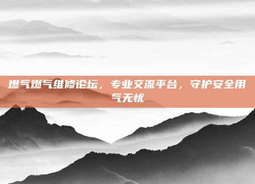 燃气燃气维修论坛,专业交流平台,守护安全用气无忧