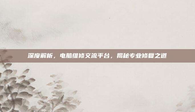 深度解析,电脑维修交流平台,揭秘专业修复之道