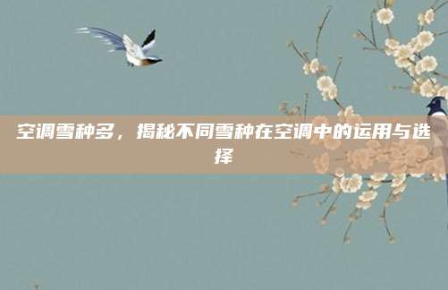 空调雪种多，揭秘不同雪种在空调中的运用与选择