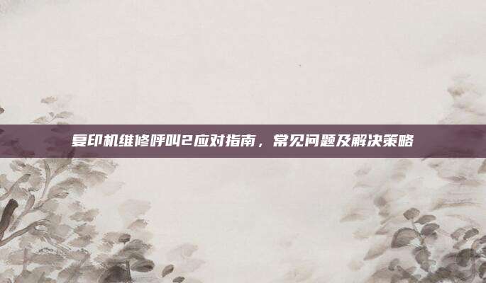 复印机维修呼叫2应对指南,常见问题及解决策略