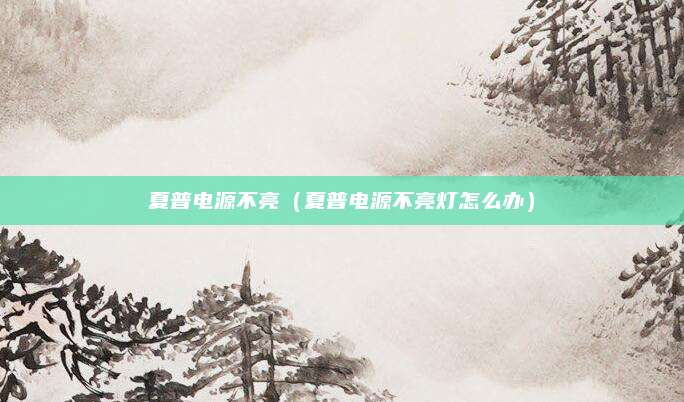 夏普电源不亮（夏普电源不亮灯怎么办）