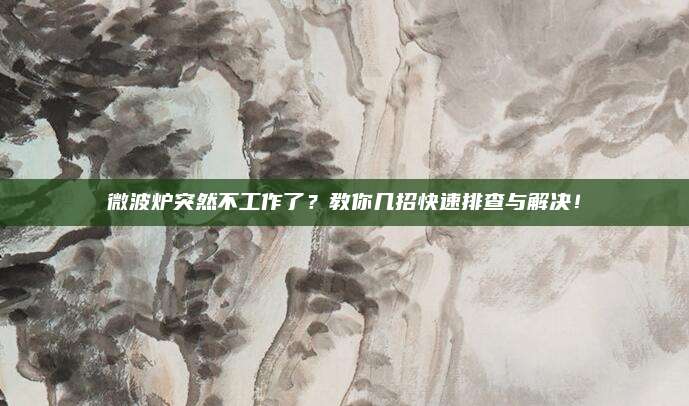微波炉突然不工作了?教你几招快速排查与解决!