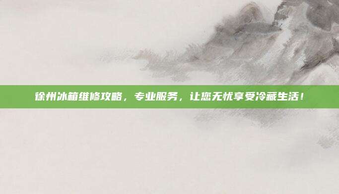 徐州冰箱维修攻略，专业服务，让您无忧享受冷藏生活！