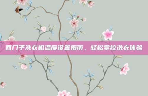 西门子洗衣机温度设置指南，轻松掌控洗衣体验