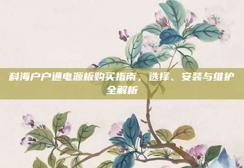 科海户户通电源板购买指南，选择、安装与维护全解析
