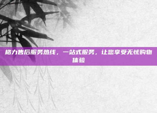 格力售后服务热线，一站式服务，让您享受无忧购物体验