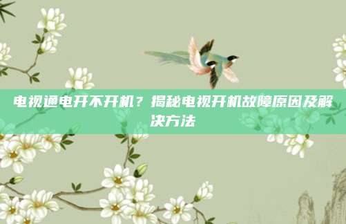 电视通电开不开机？揭秘电视开机故障原因及解决方法