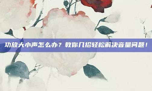 功放大小声怎么办？教你几招轻松解决音量问题！