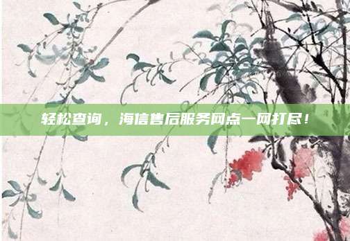 轻松查询，海信售后服务网点一网打尽！