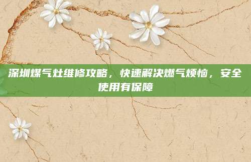 深圳煤气灶维修攻略,快速解决燃气烦恼,安全使用有保障
