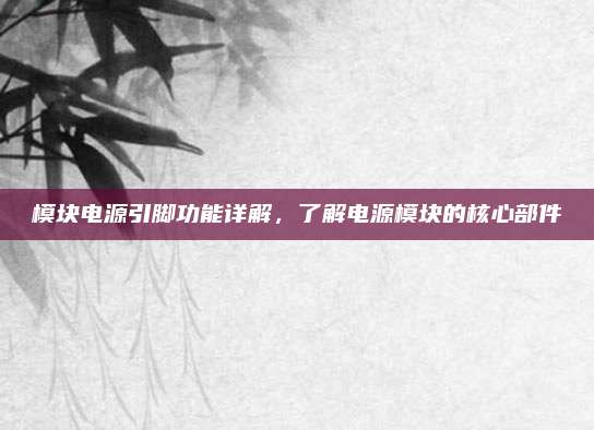 模块电源引脚功能详解，了解电源模块的核心部件
