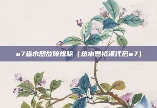 e7热水器故障排除（热水器错误代码e7）