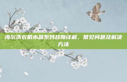 海尔洗衣机水晶系列故障详解，常见问题及解决方法