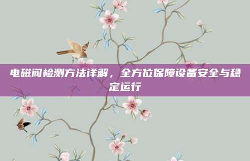 电磁阀检测方法详解,全方位保障设备安全与稳定运行