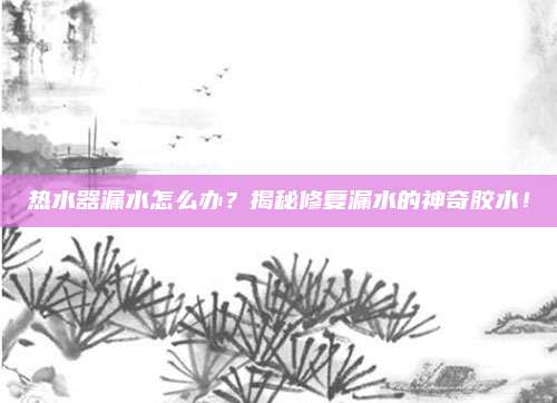 热水器漏水怎么办?揭秘修复漏水的神奇胶水!