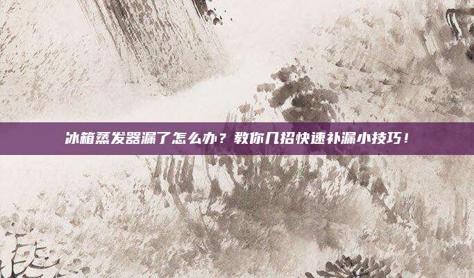 冰箱蒸发器漏了怎么办?教你几招快速补漏小技巧!
