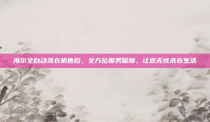 海尔全自动洗衣机售后,全方位服务保障,让您无忧洗衣生活