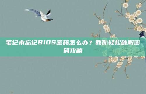 笔记本忘记BIOS密码怎么办？教你轻松破解密码攻略
