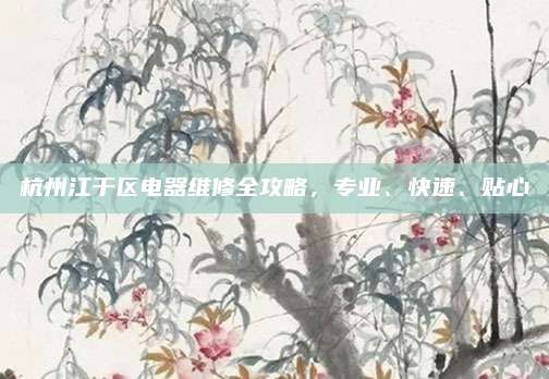 杭州江干区电器维修全攻略，专业、快速、贴心