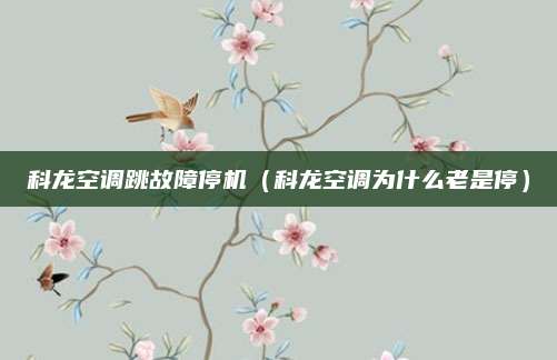 科龙空调跳故障停机(科龙空调为什么老是停)