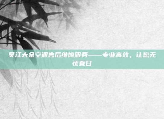 吴江大金空调售后维修服务——专业高效,让您无忧夏日