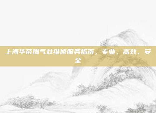 上海华帝燃气灶维修服务指南,专业、高效、安全