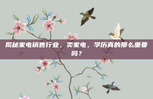 揭秘家电销售行业,卖家电,学历真的那么重要吗?
