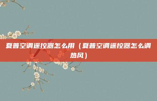 夏普空调遥控器怎么用（夏普空调遥控器怎么调热风）