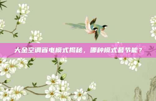 大金空调省电模式揭秘,哪种模式最节能?